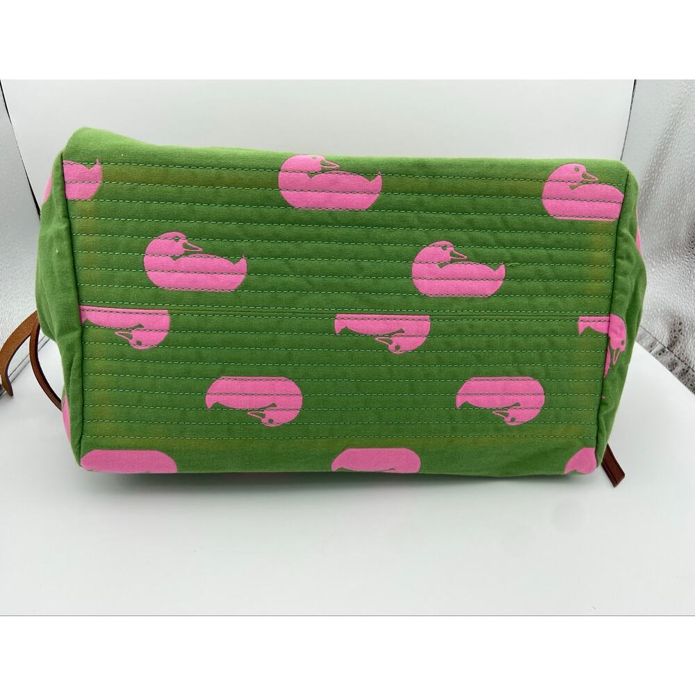 Vintage Dooney & Bourke Samantha Duck Canvas Tote Bag Green Pink Preppy Y2K READ - Picture 6 of 16